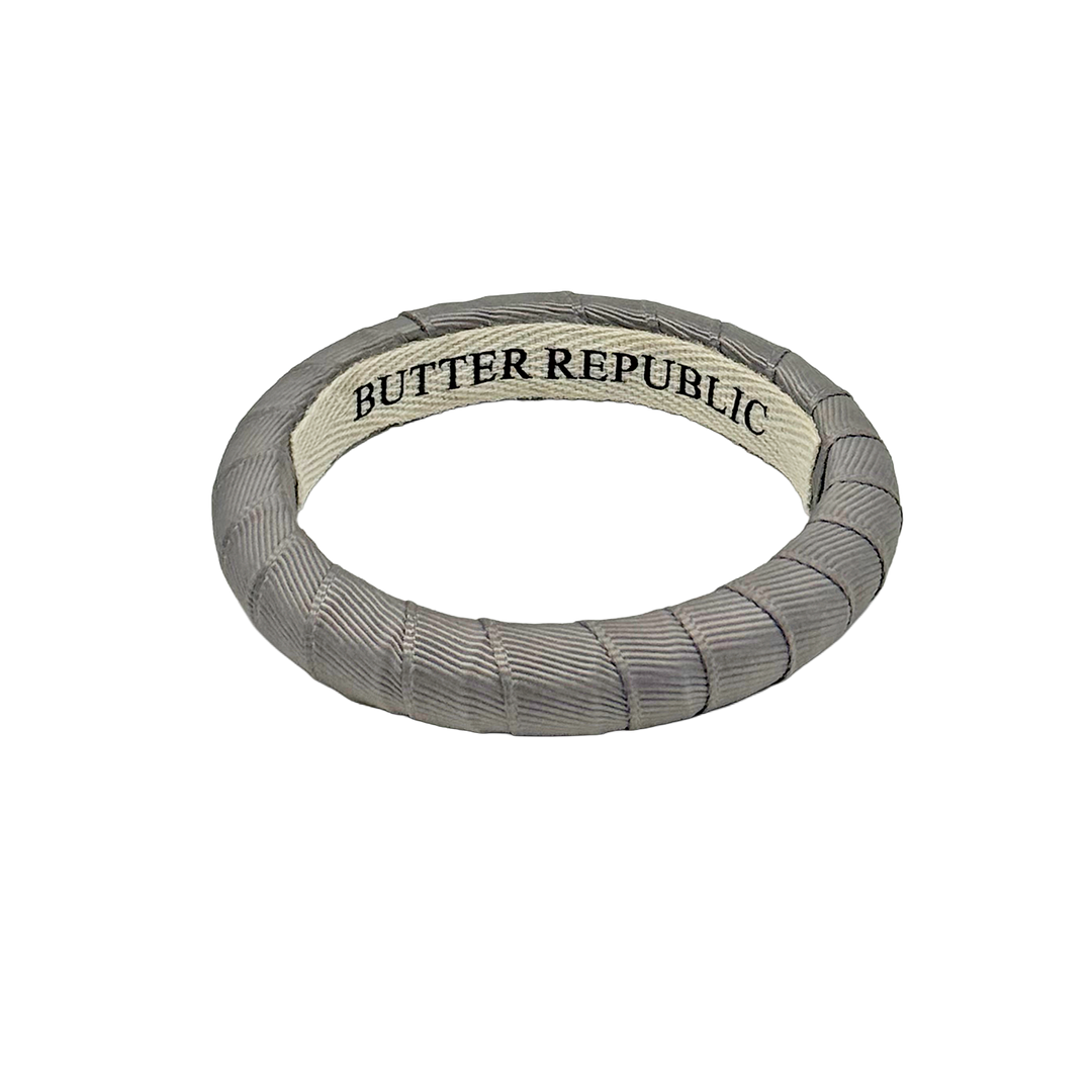 Gray grosgrain Butter Republic bracelet, narrow width