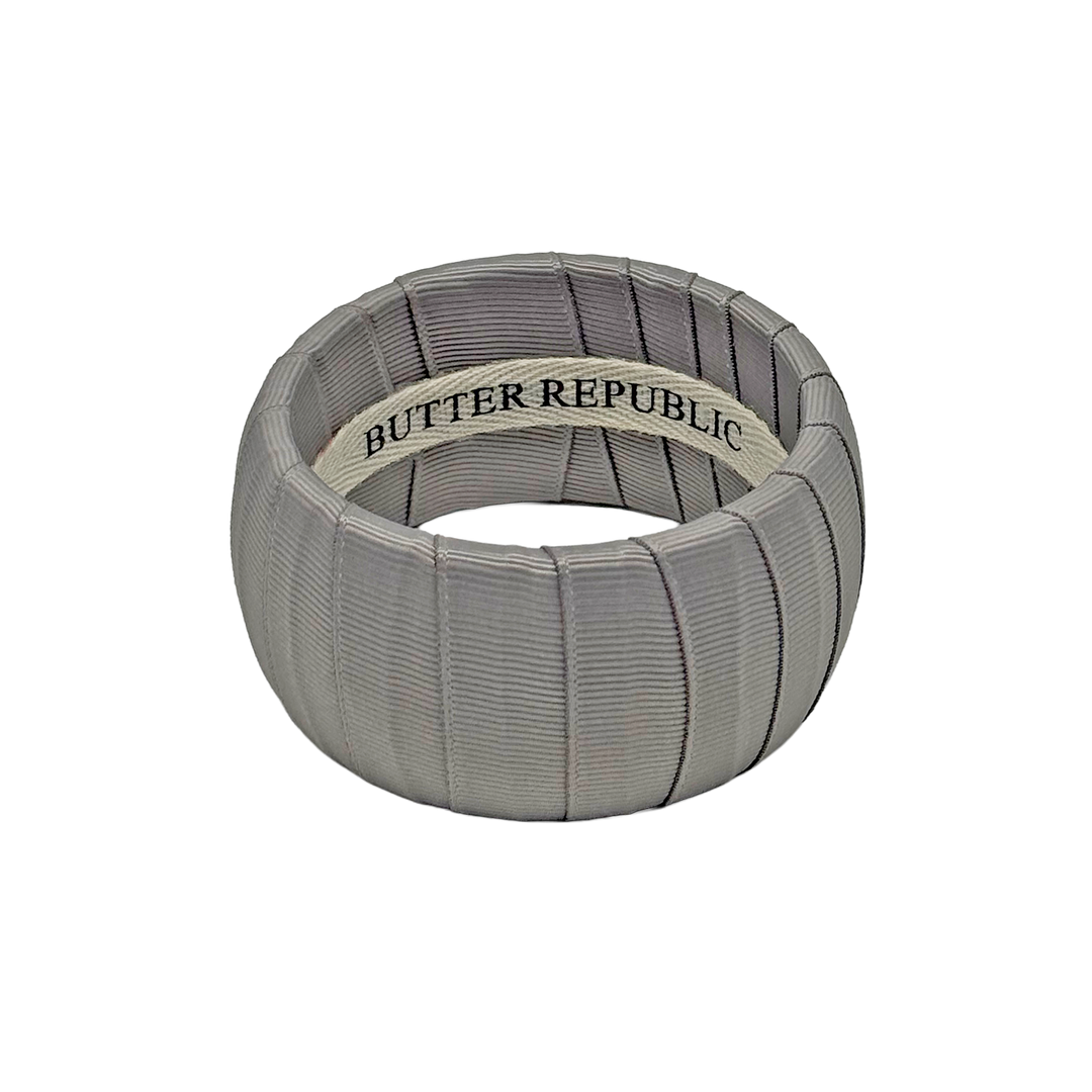 Gray grosgrain Butter Republic bracelet, wide width
