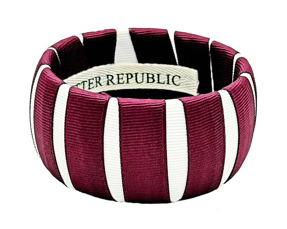 Maroon and White Vintage Wide Bangle
