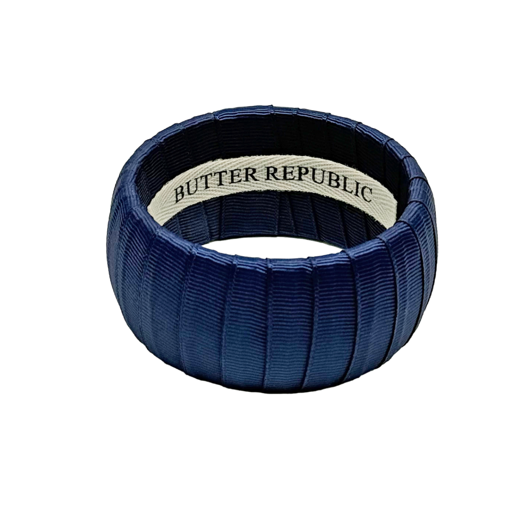 Navy blue grosgrain Butter Republic bracelet, wide width