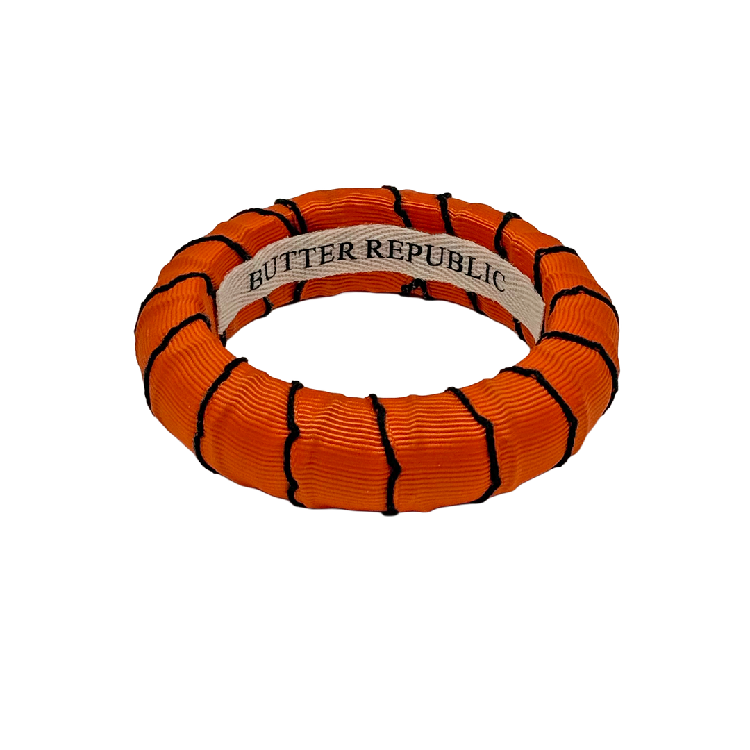 Orange and black grosgrain Butter Republic bracelet, medium width
