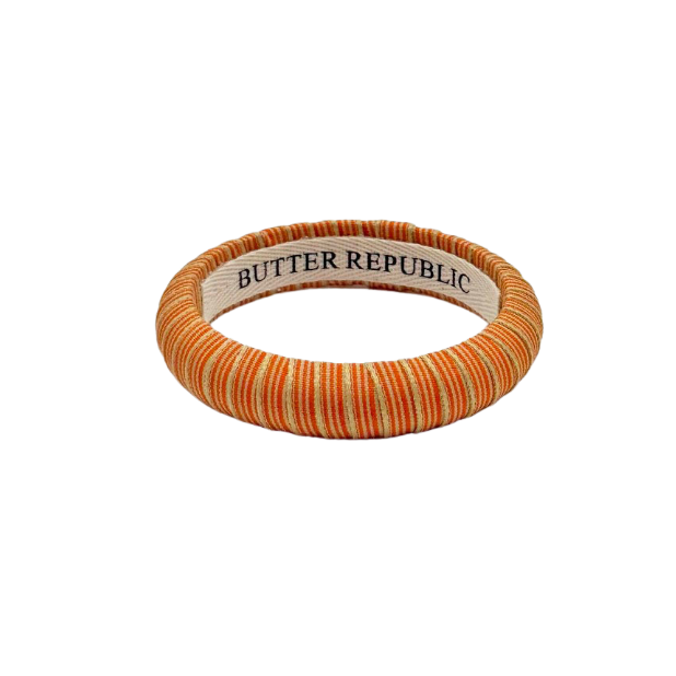 Orange multi-colored pinstriped bracelet with &