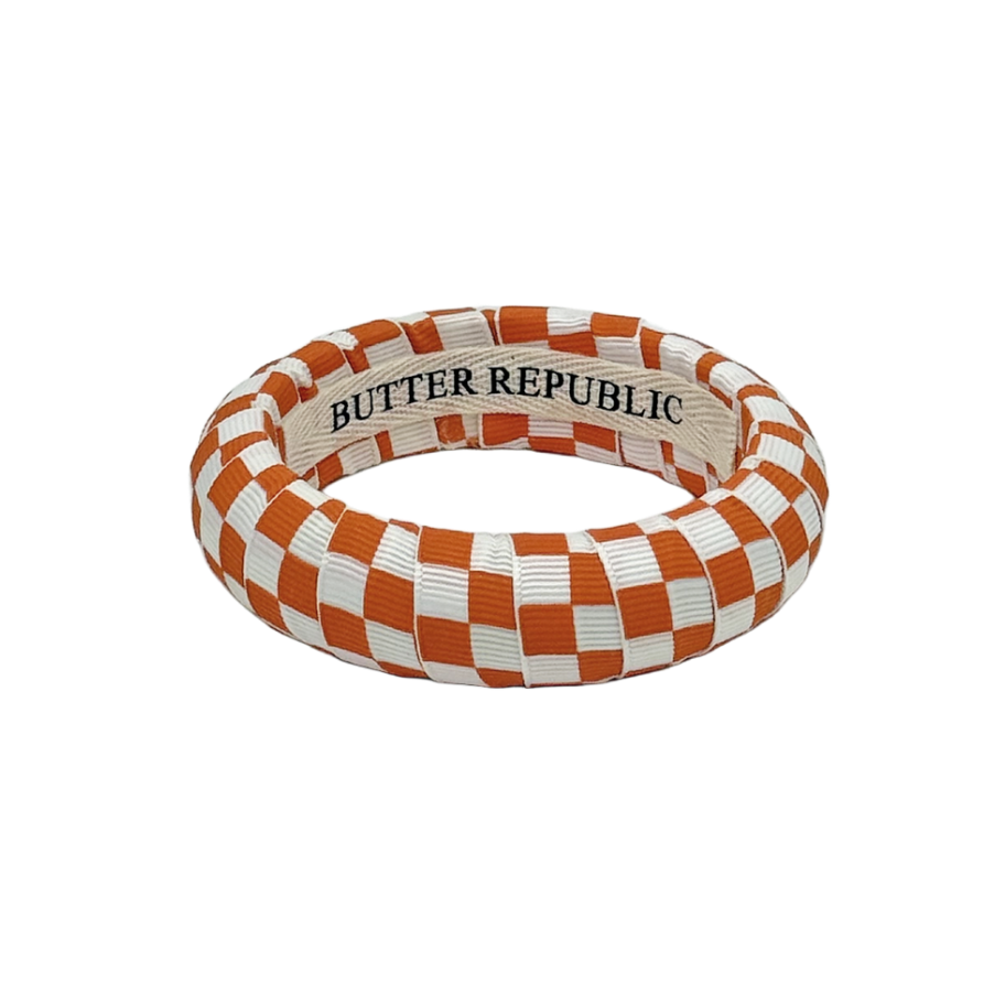 Butter Republic orange and white check bracelet 