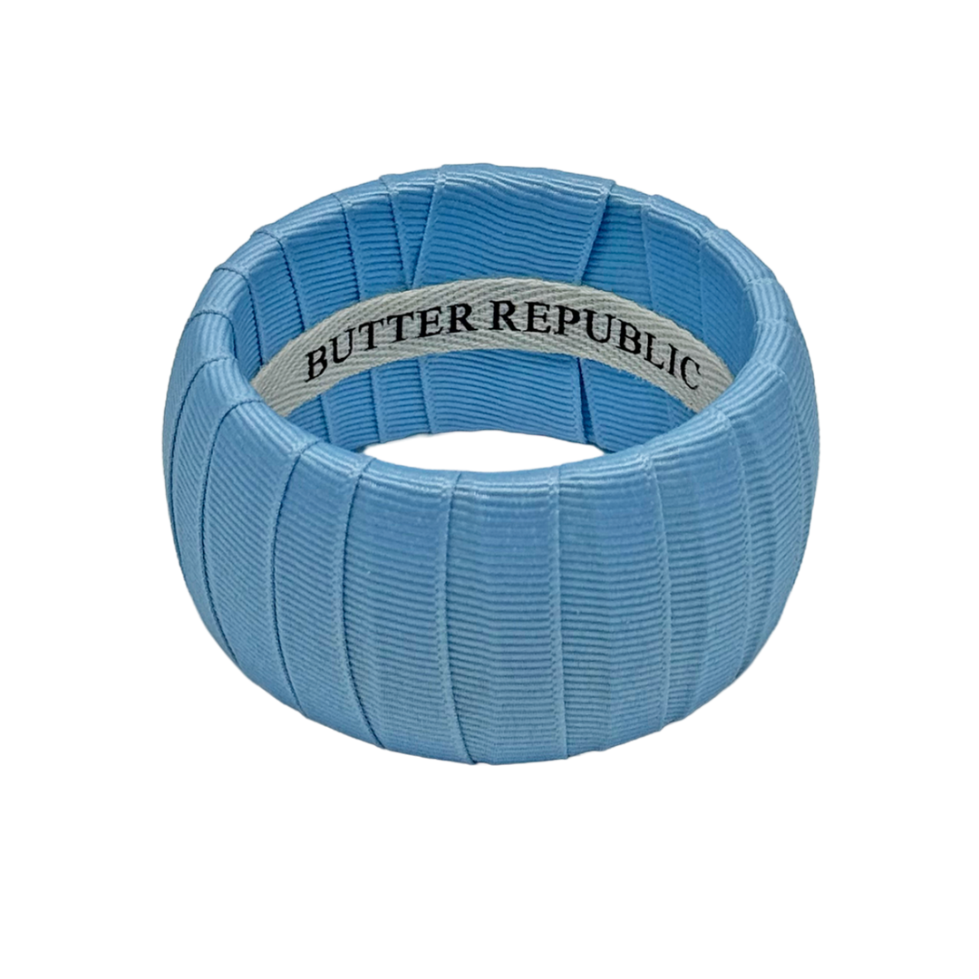 Powder blue grosgrain Butter Republic bracelet, wide width