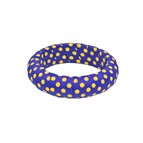 A purple and gold polka dot pattern Butter Republic bracelet