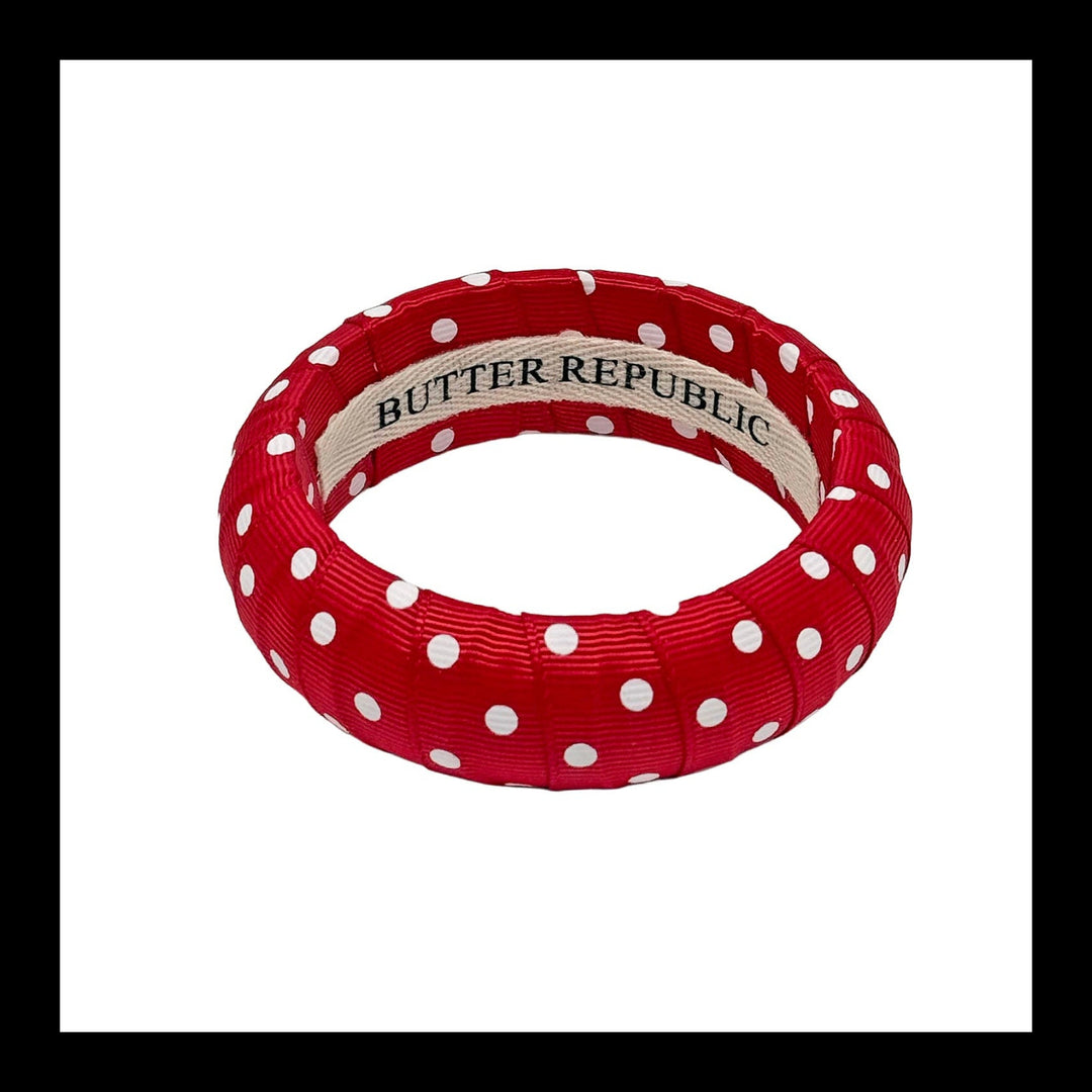 Red polka dot Butter Republic bangle bracelet