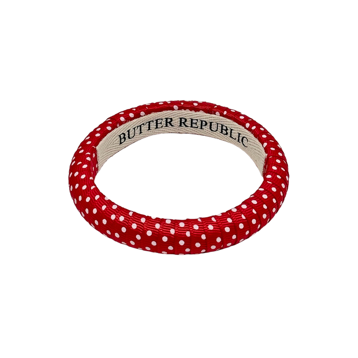 Red and white Swiss dot bracelet with &
